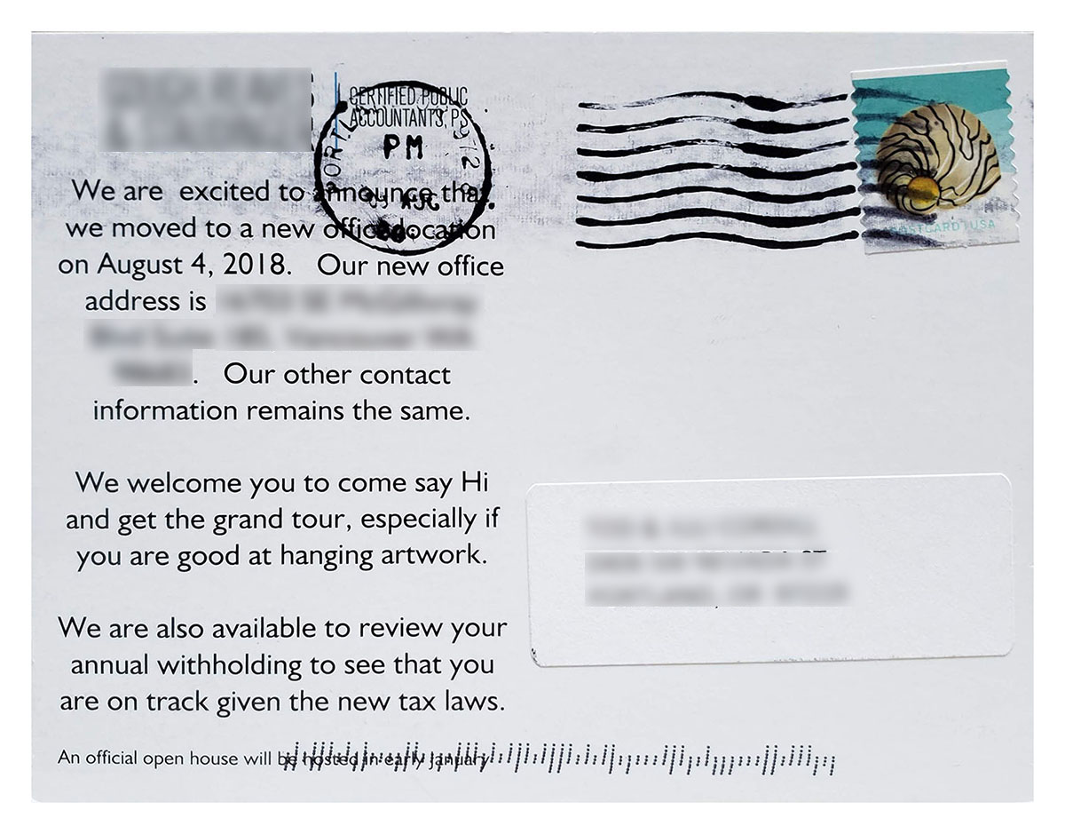 address change notification postcard back