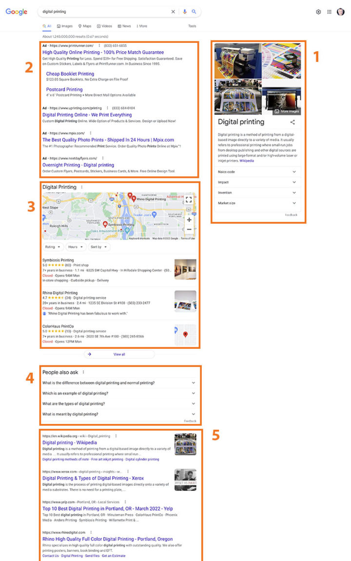 typical search engine results page